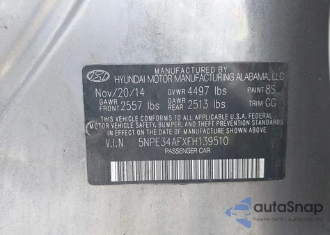 2015 Hyundai Sonata Sport из США, поврежденный, VIN 5NPE34AFXFH139510